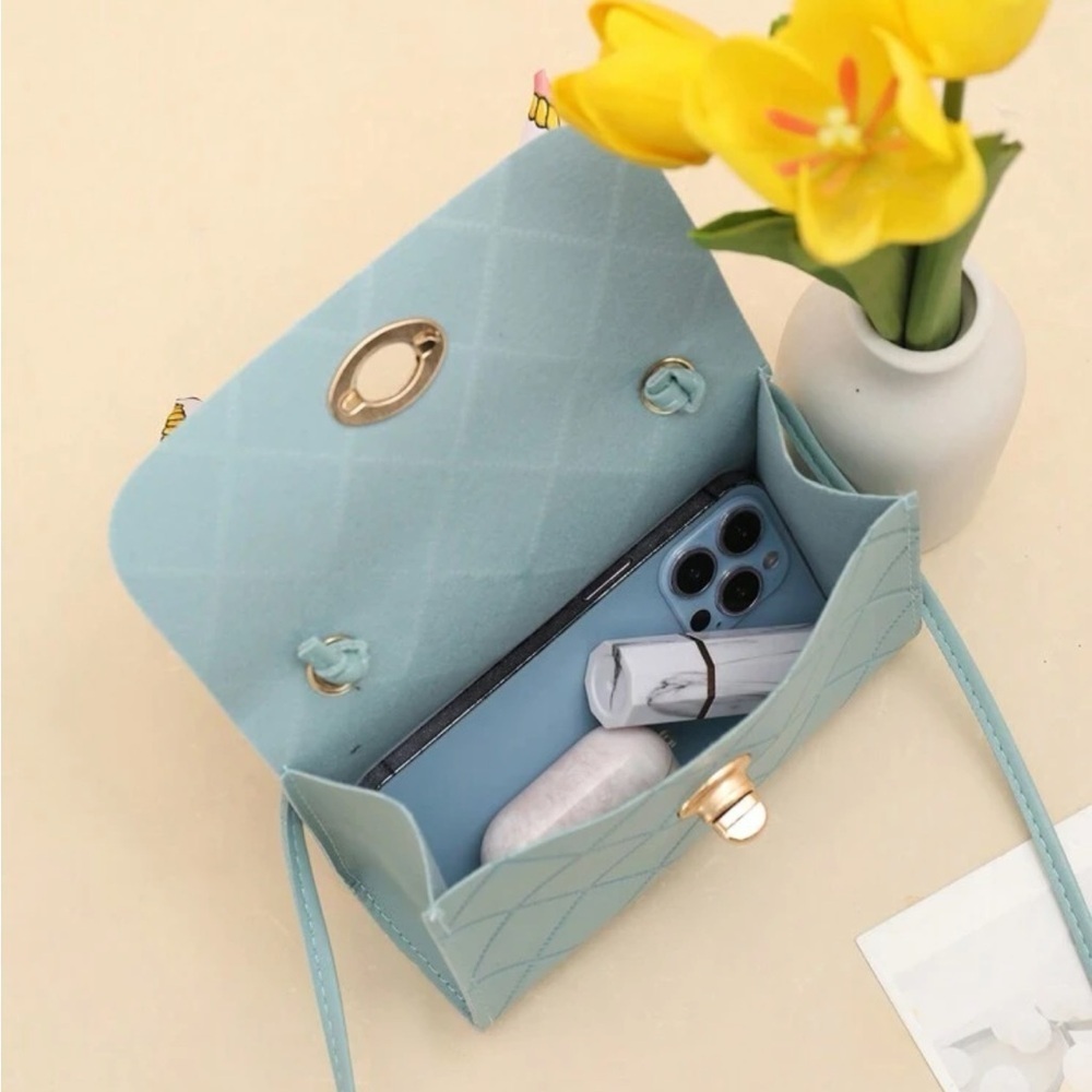 ⚠️Clearance Blue Quilted Mini Crossbody Handle Bag - Picture 5 of 5